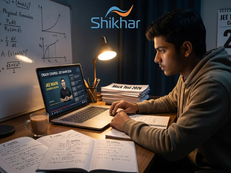 Student preparing with JEE Main crash course online classes by Shikhar Classes for JEE Main 2027 preparation
