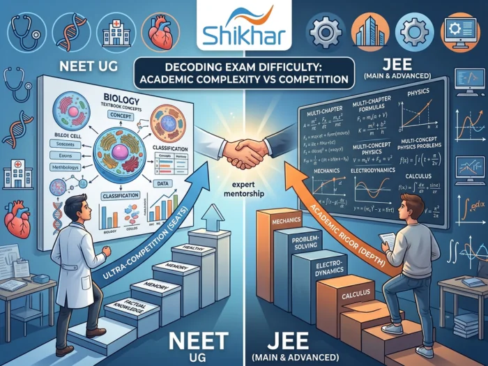 NEET vs JEE comparison showing exam difficulty, syllabus, competition, and career opportunities for Indian students