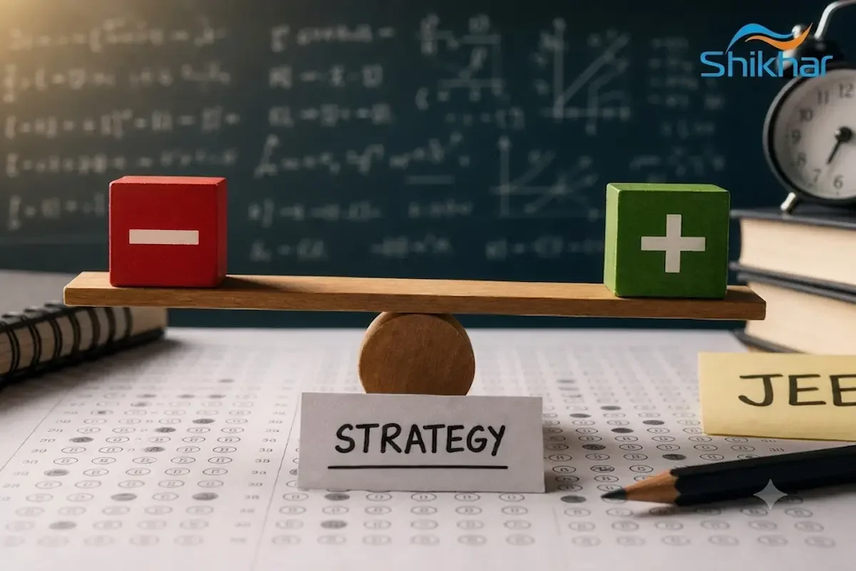 Conceptual hero image depicting negative marking strategy in JEE exam