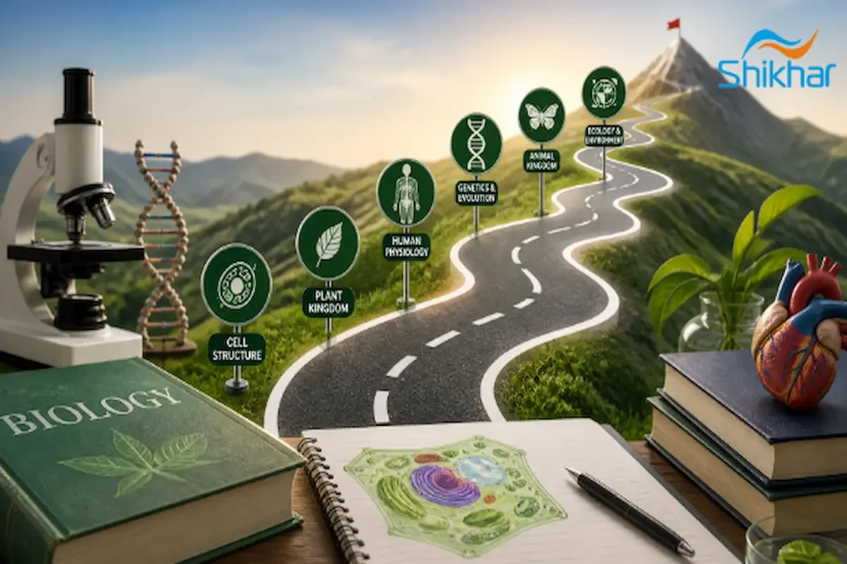Illustrative roadmap outlining important Biology chapters for NEET preparation