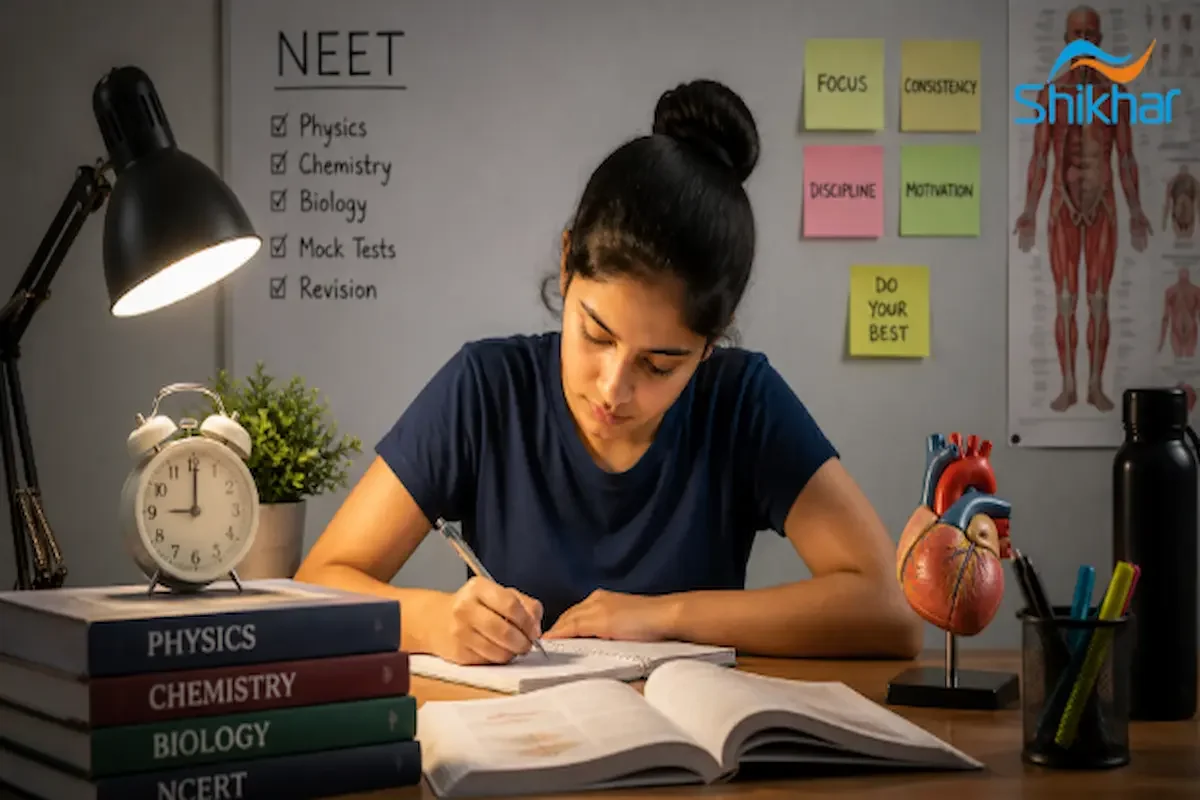 Students studying intensively for NEET exams