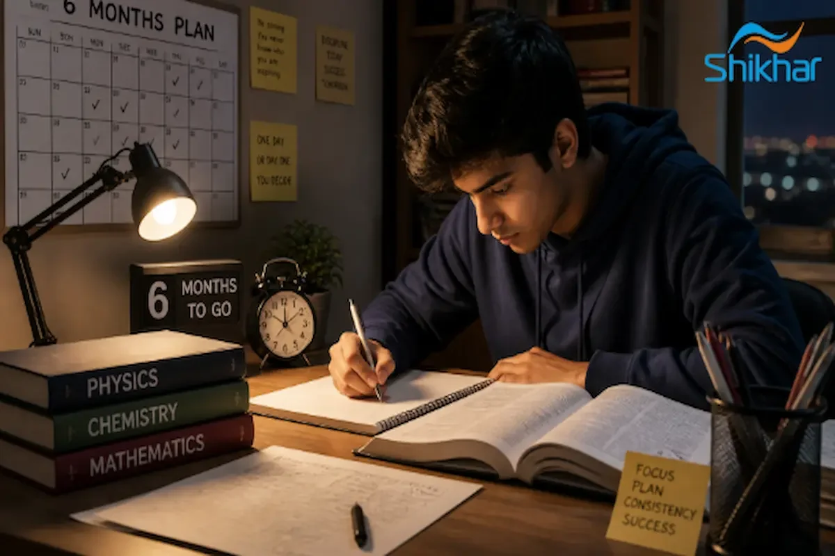 A determined student vigorously studying for JEE exam