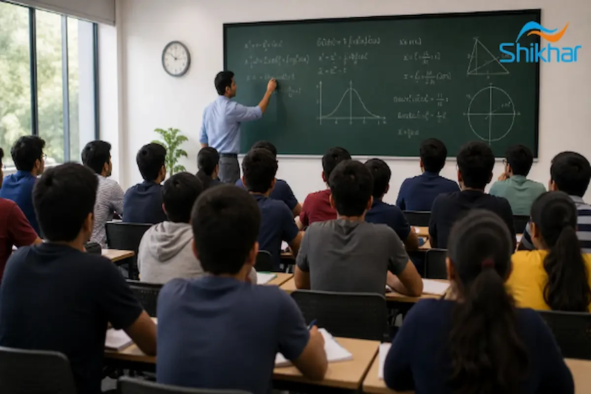 Students attending a lecture in an IIT coaching institute